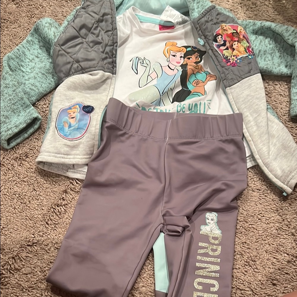 Disney Princess Mint and Gray Hoodie outfit includes shirt and pants